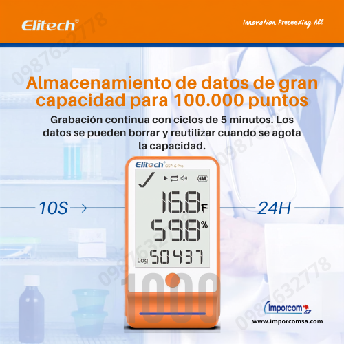 Data Logger Elitech GSP-6 Pro-Almacenamiento