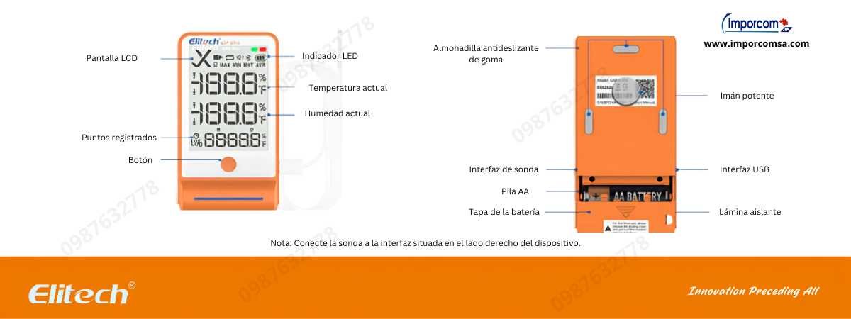 Data Logger Elitech GSP-6 Pro con sonda