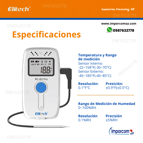 Especificaciones temperatura y humedad RC-4H Pro